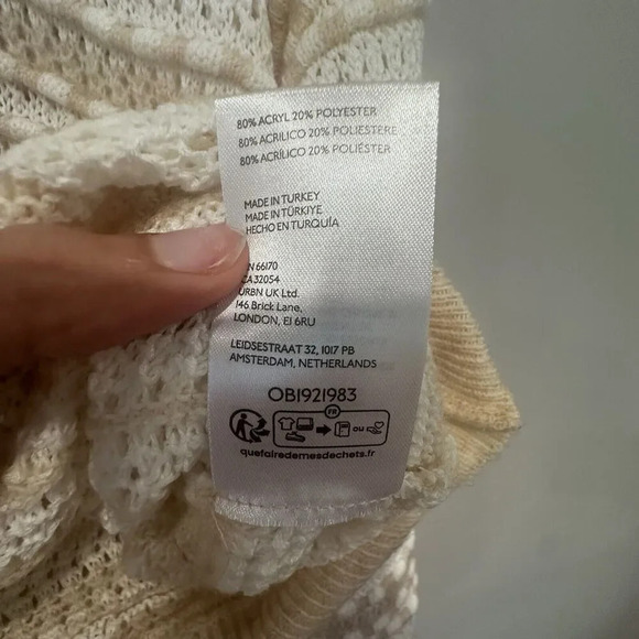 Womens Fall Sweater Anthropologie Pullover Open-Stitch Ivory Neutral XS New 1399 - Picture 5 of 10